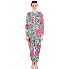 Donut Pattern Texture Colorful Sweet Onepiece Jumpsuit (ladies) by Grandong