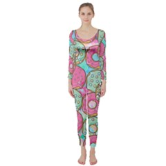 Donut Pattern Texture Colorful Sweet Long Sleeve Catsuit by Grandong