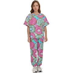 Donut Pattern Texture Colorful Sweet Kids  T-shirt And Pants Sports Set by Grandong