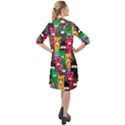 Cats Funny Colorful Pattern Texture Long Sleeve Mini Shirt Dress View2