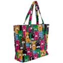 Cats Funny Colorful Pattern Texture Zip Up Canvas Bag View2