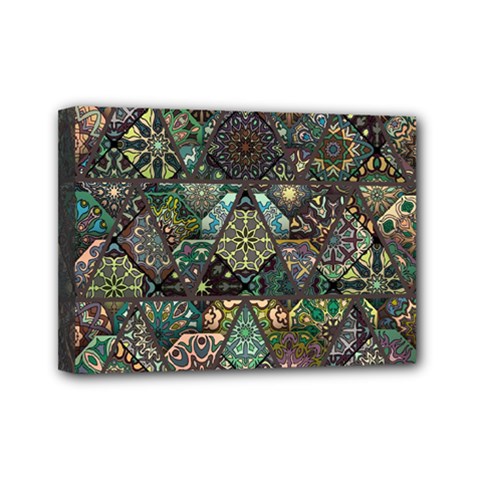 Digital Art Triangle Pattern Texture Mosaic Mini Canvas 7  X 5  (stretched) by Grandong