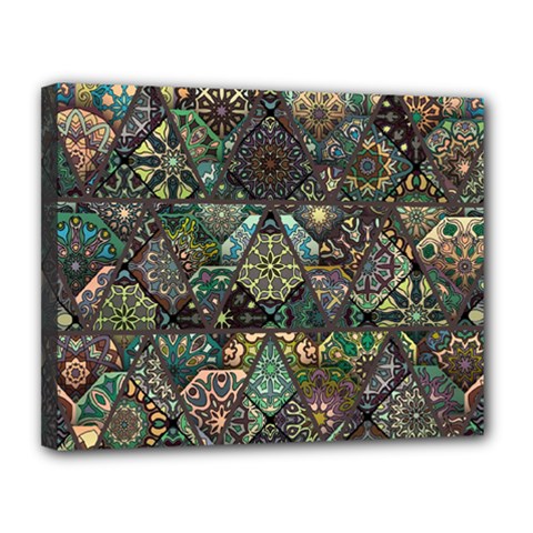 Digital Art Triangle Pattern Texture Mosaic Canvas 14  X 11  (stretched) by Grandong