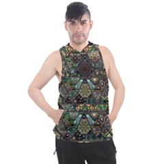 Digital Art Triangle Pattern Texture Mosaic Men s Sleeveless Hoodie by Grandong