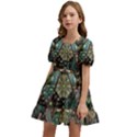 Digital Art Triangle Pattern Texture Mosaic Kids  Short Sleeve Dolly Dress View2