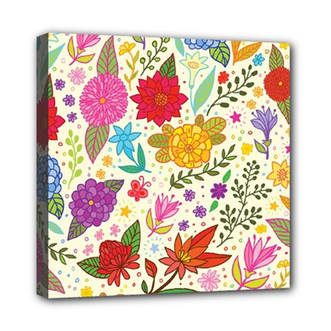 Colorful Flower Abstract Pattern Mini Canvas 8  X 8  (stretched) by Grandong