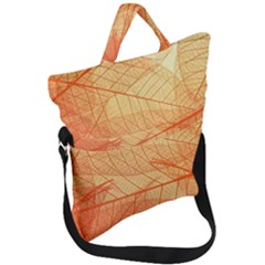 Abstract Texture Of Colorful Bright Pattern Transparent Leaves Orange And Yellow Color Fold Over Handle Tote Bag by Grandong