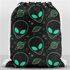 Alien Green Black Pattern Drawstring Bag (large) by Ndabl3x