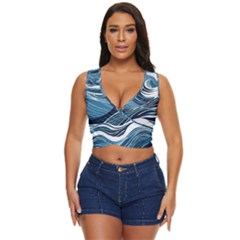 Abstract Blue Ocean Wave Women s Sleeveless Wrap Top by Jack14