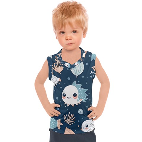Fish Pattern Kids  Sport Tank Top by Valentinaart