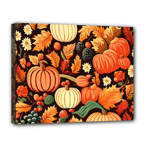 Thanksgiving Pattern Canvas 14  X 11  (stretched) by Valentinaart