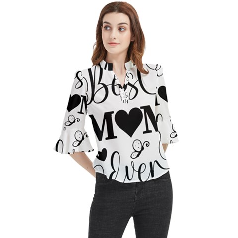 Best Mom Ever Gift T- Shirt Best Knitting Mom Ever T- Shirt Yoga Reflexion Pose T- Shirtyoga Reflexion Pose T- Shirt Loose Horn Sleeve Chiffon Blouse by hizuto