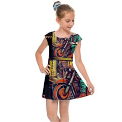 A Little Cat Kids  Cap Sleeve Dress by Internationalstore