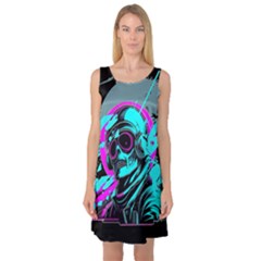 Aesthetic Art  Sleeveless Satin Nightdress by Internationalstore