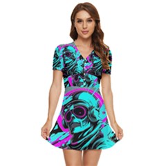Aesthetic Art  V-neck High Waist Chiffon Mini Dress by Internationalstore