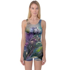 Abstract Blossoms  One Piece Boyleg Swimsuit by Internationalstore