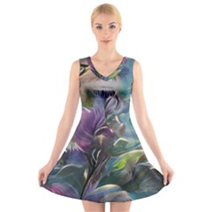 Abstract Blossoms  V-neck Sleeveless Dress by Internationalstore