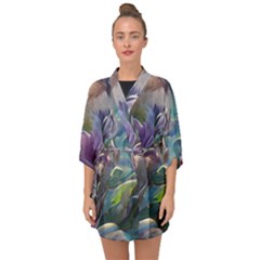 Abstract Blossoms  Half Sleeve Chiffon Kimono by Internationalstore