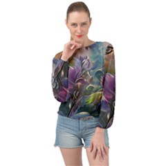 Abstract Blossoms  Banded Bottom Chiffon Top by Internationalstore