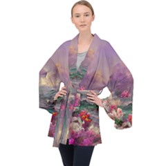 Abstract Flowers  Long Sleeve Velvet Kimono  by Internationalstore