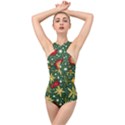 Christmas pattern Cross Front Low Back Swimsuit View1