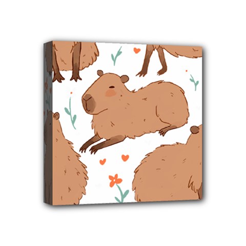 Capybara Art T- Shirt Cute Capybaras Illustration T- Shirt Yoga Reflexion Pose T- Shirtyoga Reflexion Pose T- Shirt Mini Canvas 4  X 4  (stretched) by hizuto