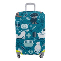 Veterinarian Medicine T- Shirt Veterinary Medicine, Happy And Healthy Friends    Turquoise Backgroun Luggage Cover (small) by ZUXUMI