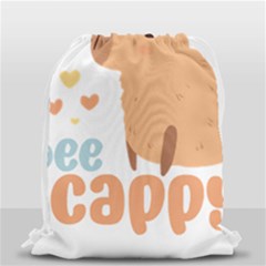 Capybara T- Shirt Bee Cappy - A Cute Capybara And A Bee Illustration T- Shirt Yoga Reflexion Pose T- Shirtyoga Reflexion Pose T- Shirt Drawstring Bag (small) by hizuto