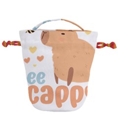 Capybara T- Shirt Bee Cappy - A Cute Capybara And A Bee Illustration T- Shirt Yoga Reflexion Pose T- Shirtyoga Reflexion Pose T- Shirt Drawstring Bucket Bag by hizuto