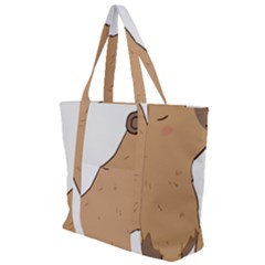 Capybara T- Shirt Cute Capybara Illustration With A Bird Friend T- Shirt Yoga Reflexion Pose T- Shirtyoga Reflexion Pose T- Shirt Zip Up Canvas Bag by hizuto