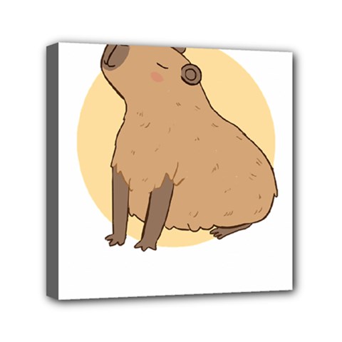 Capybara T- Shirt Cute Gentlemen Capybara T- Shirt Yoga Reflexion Pose T- Shirtyoga Reflexion Pose T- Shirt Mini Canvas 6  X 6  (stretched) by hizuto