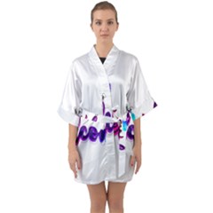Arts Half Sleeve Satin Kimono  by Internationalstore