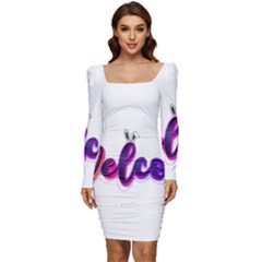 Arts Women Long Sleeve Ruched Stretch Jersey Dress by Internationalstore