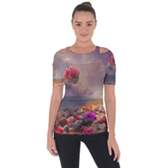 Floral Blossoms  Shoulder Cut Out Short Sleeve Top by Internationalstore