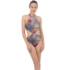 Floral Blossoms  Halter Side Cut Swimsuit by Internationalstore