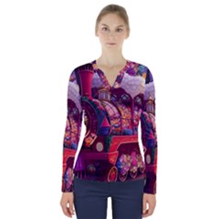 Fantasy  V-neck Long Sleeve Top by Internationalstore