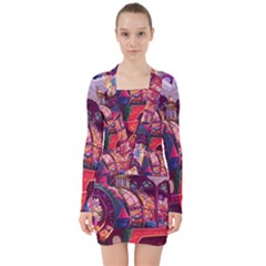 Fantasy  V-neck Bodycon Long Sleeve Dress by Internationalstore