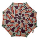 Shapes In Retro Colors On A Green Background Hook Handle Umbrellas (Medium) View1