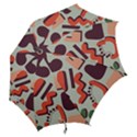 Shapes In Retro Colors On A Green Background Hook Handle Umbrellas (Medium) View2