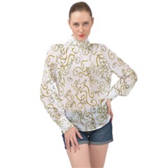 Fish Sea Ocean Algae Underwater High Neck Long Sleeve Chiffon Top by Pakjumat