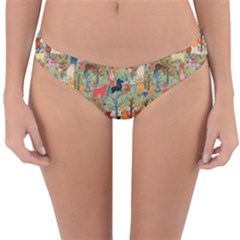 Animal Forest Pattern Reversible Hipster Bikini Bottoms by Pakjumat
