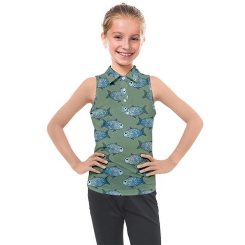 Fishes Pattern Background Kids  Sleeveless Polo T-shirt by Pakjumat