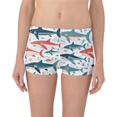 Fish Shark Animal Pattern Reversible Boyleg Bikini Bottoms by Pakjumat