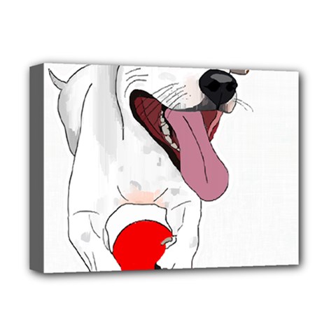 Bulldog T- Shirt Running Bulldog T- Shirt Deluxe Canvas 16  X 12  (stretched)  by JamesGoode