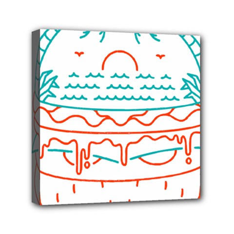 Burger T- Shirt Beach Burger T- Shirt Mini Canvas 6  X 6  (stretched) by JamesGoode