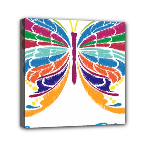 Butterfly Embroidery Effect T- Shirt Butterfly Embroidery Effect T- Shirt Mini Canvas 6  X 6  (stretched) by JamesGoode