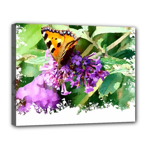 Butterfly T- Shirt Butterfly & Buddleia T- Shirt Canvas 14  X 11  (stretched) by JamesGoode