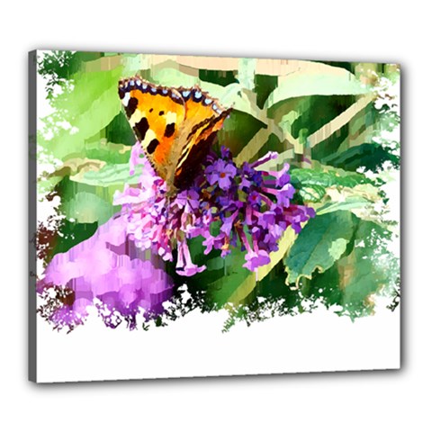 Butterfly T- Shirt Butterfly & Buddleia T- Shirt Canvas 24  X 20  (stretched) by JamesGoode