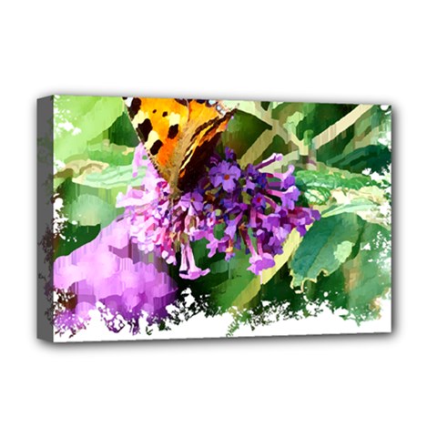 Butterfly T- Shirt Butterfly & Buddleia T- Shirt Deluxe Canvas 18  X 12  (stretched) by JamesGoode