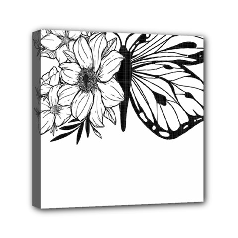 Butterfly T- Shirt Floral Butterfly T- Shirt Mini Canvas 6  X 6  (stretched) by JamesGoode